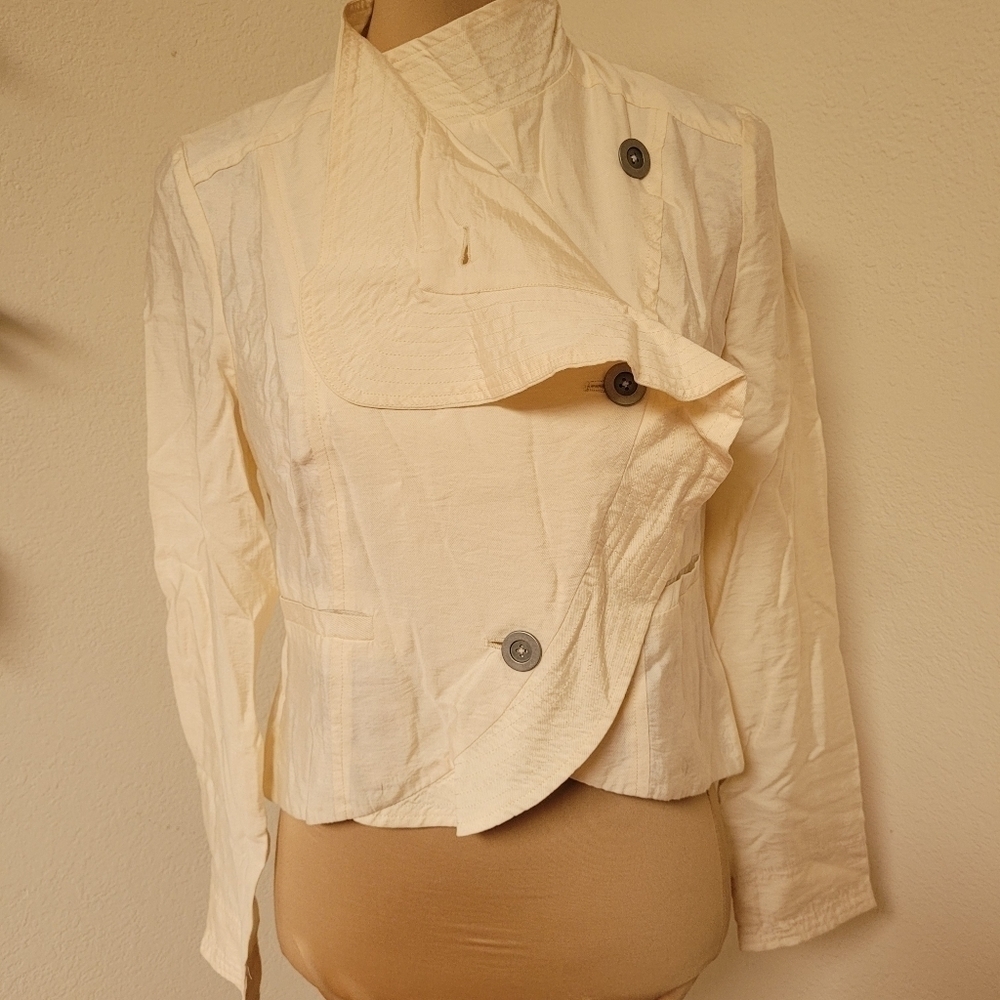 Free People Cream Ruffle Jacket